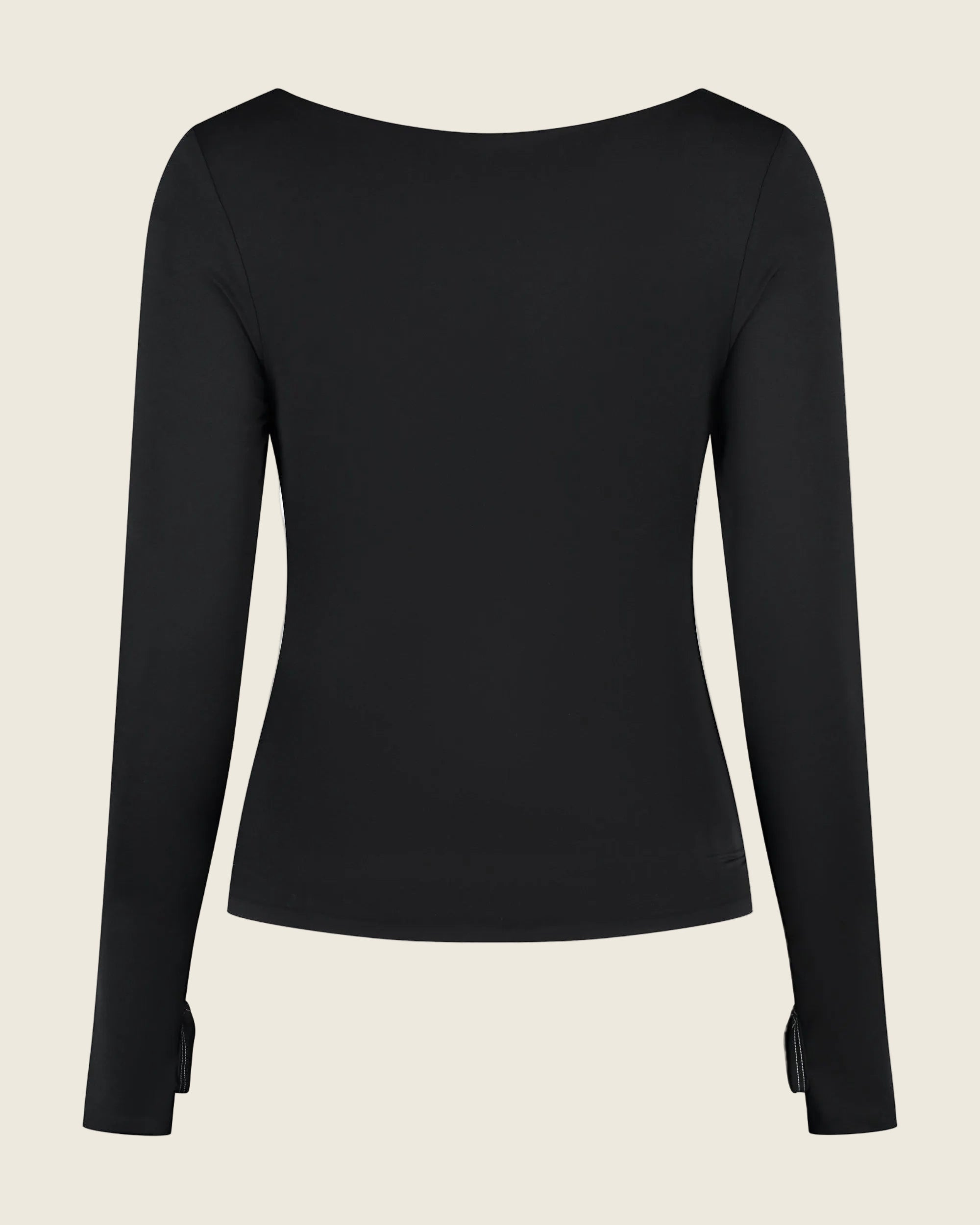 Beyaz Sculpting V Neck Top - Caviar Black