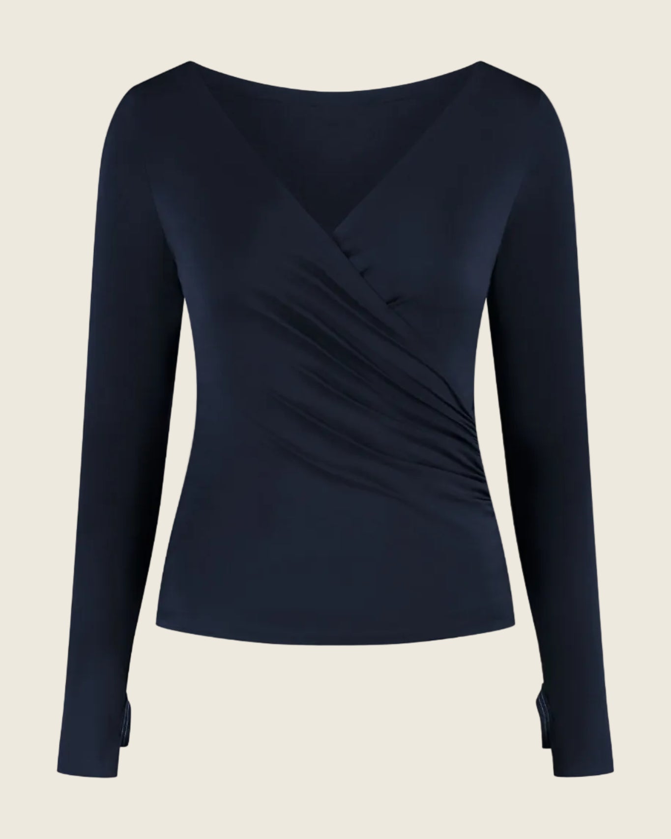 Beyaz Sculpting V Neck Top - Blueberry Blue