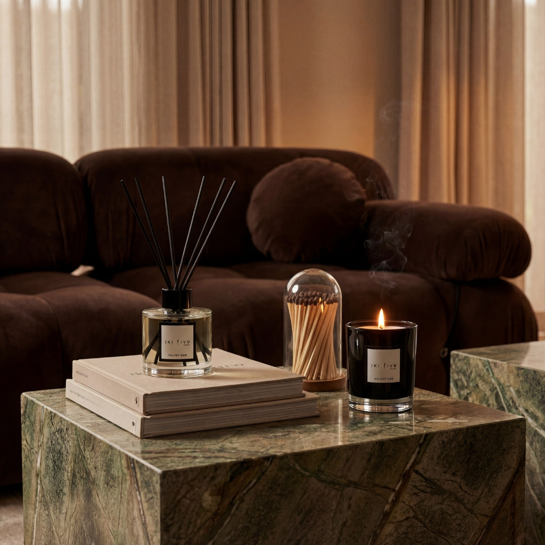 Velvet Oud Scented Candle and Reed Diffuser Set