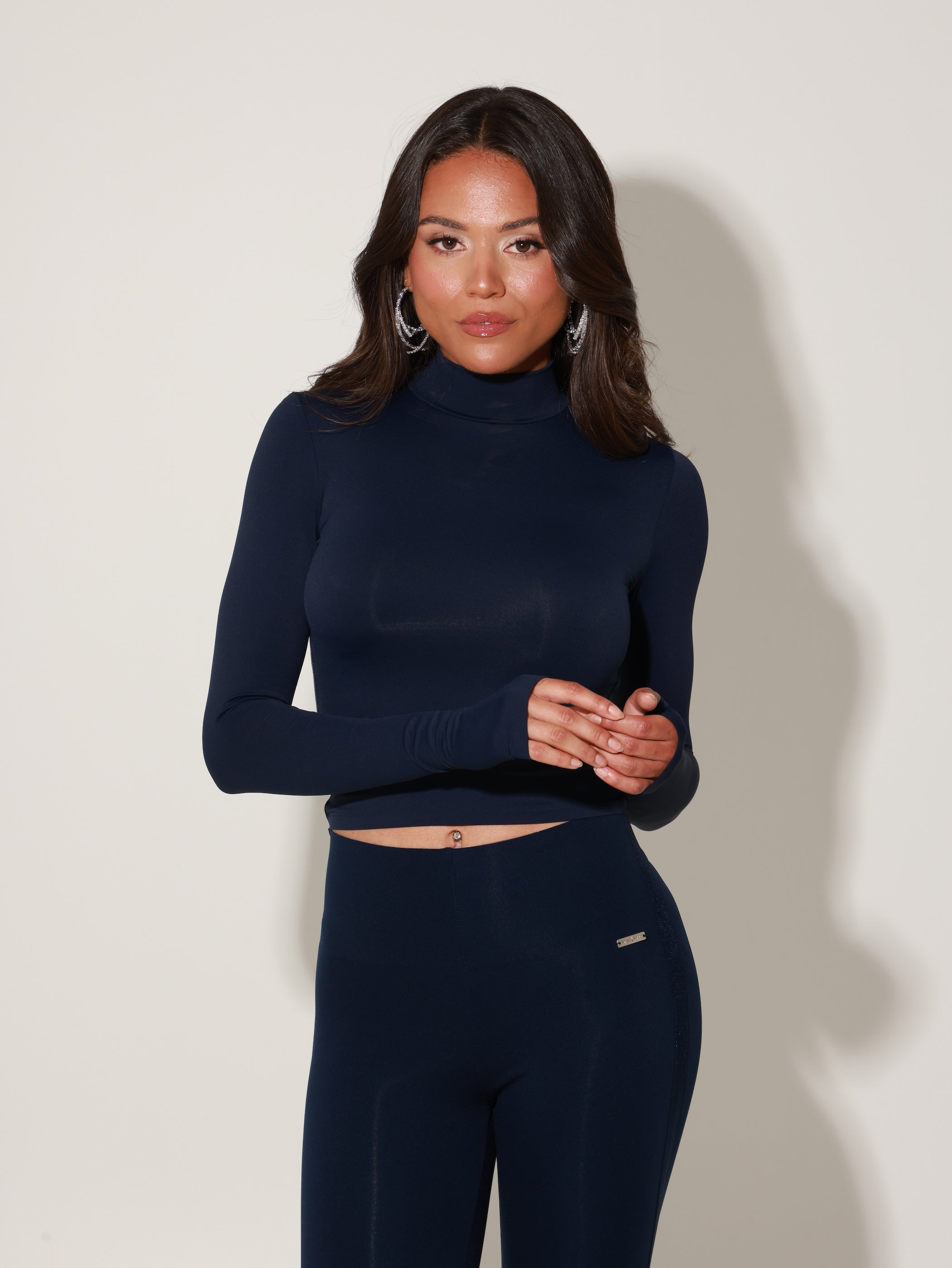Mavi Sculpting Turtleneck Top - Blueberry Blue
