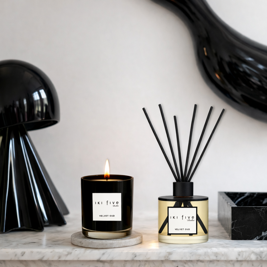 Velvet Oud Scented Candle and Reed Diffuser Set