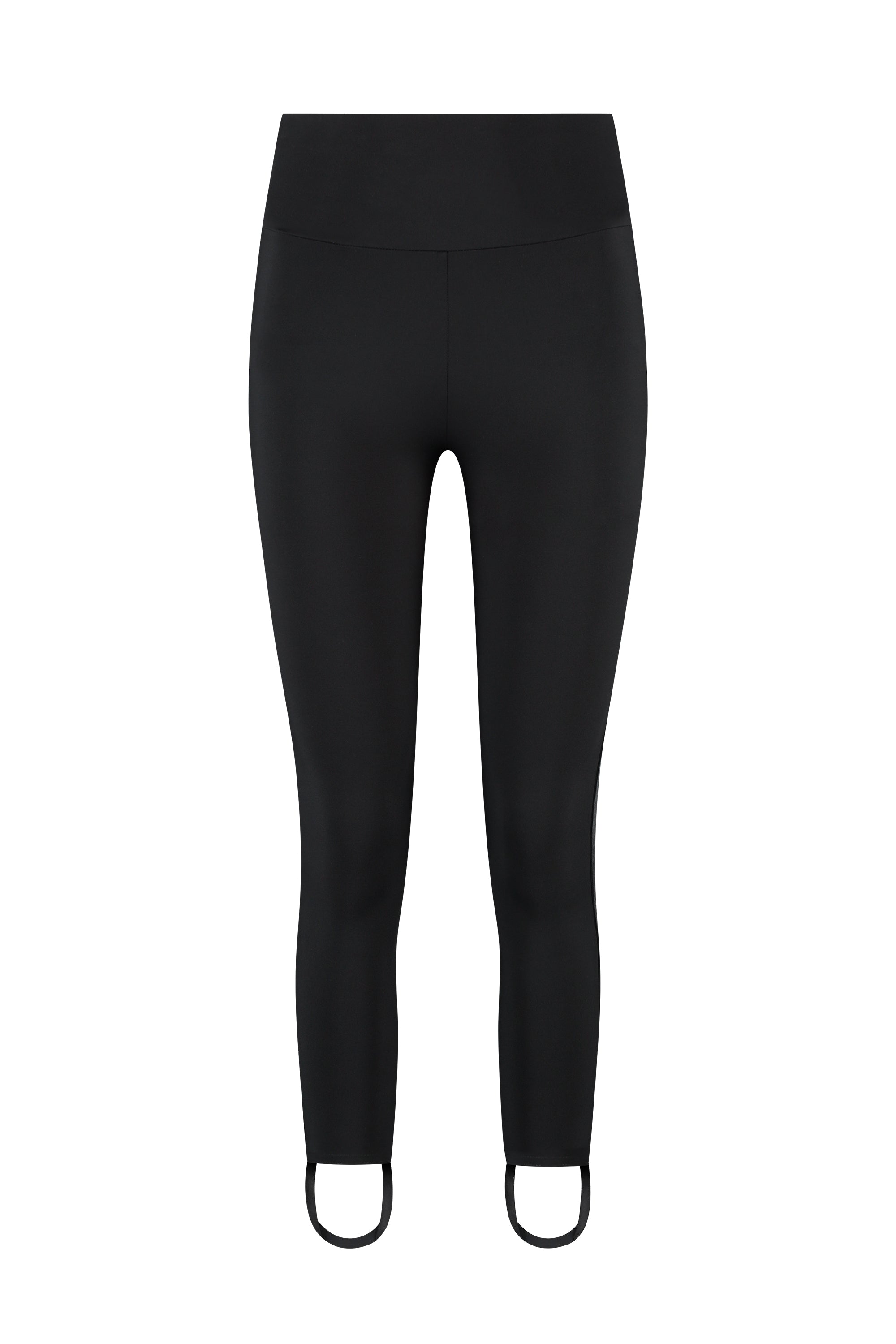 The Mavi Legging - Sculpting Stirrup Leggings with Tuxedo Stripe - Caviar Black