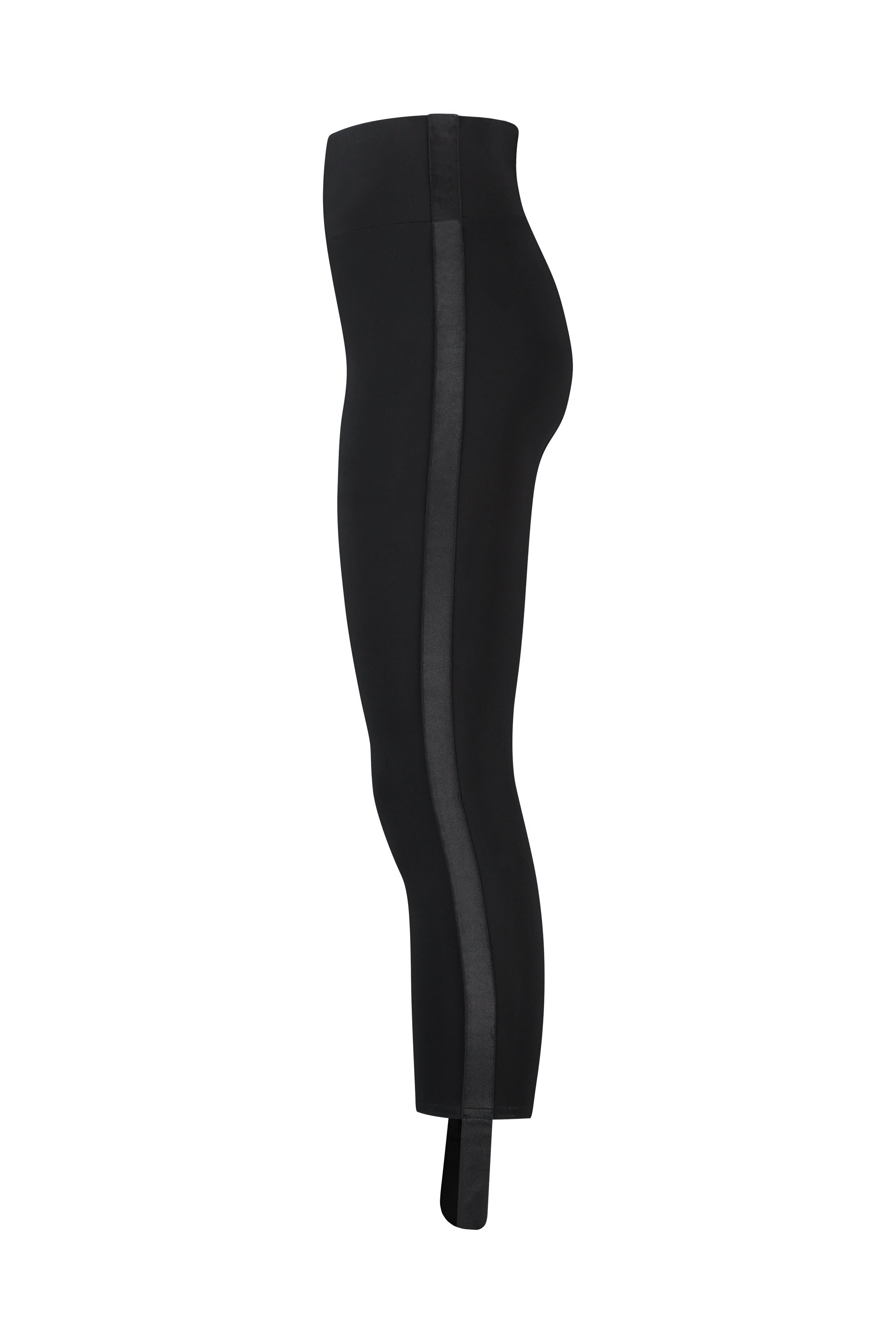 The Mavi Legging - Sculpting Stirrup Leggings with Tuxedo Stripe - Caviar Black